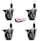 Service Caster 4'' Black Poly Swivel 1-1/4'' Expanding Stem Caster Set with Brake, 4PK SCC-EX20S414-PPUB-BLK-PLB-114-4 - alternate 3